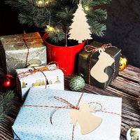 HKM-380307 20 Pcs Unfinished Wooden Christmas Ornaments for DIY Crafting - 4 Designs for Holiday Decorating