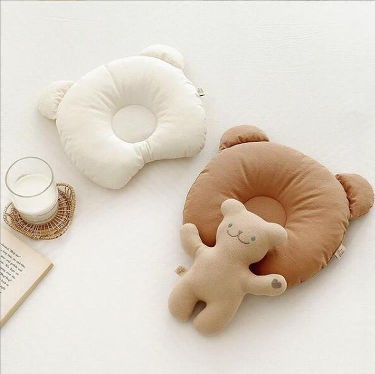 HKM-380499 Baby Bear Ear Pillow for Infants – Breathable Cotton Headrest for Correct Head Shape