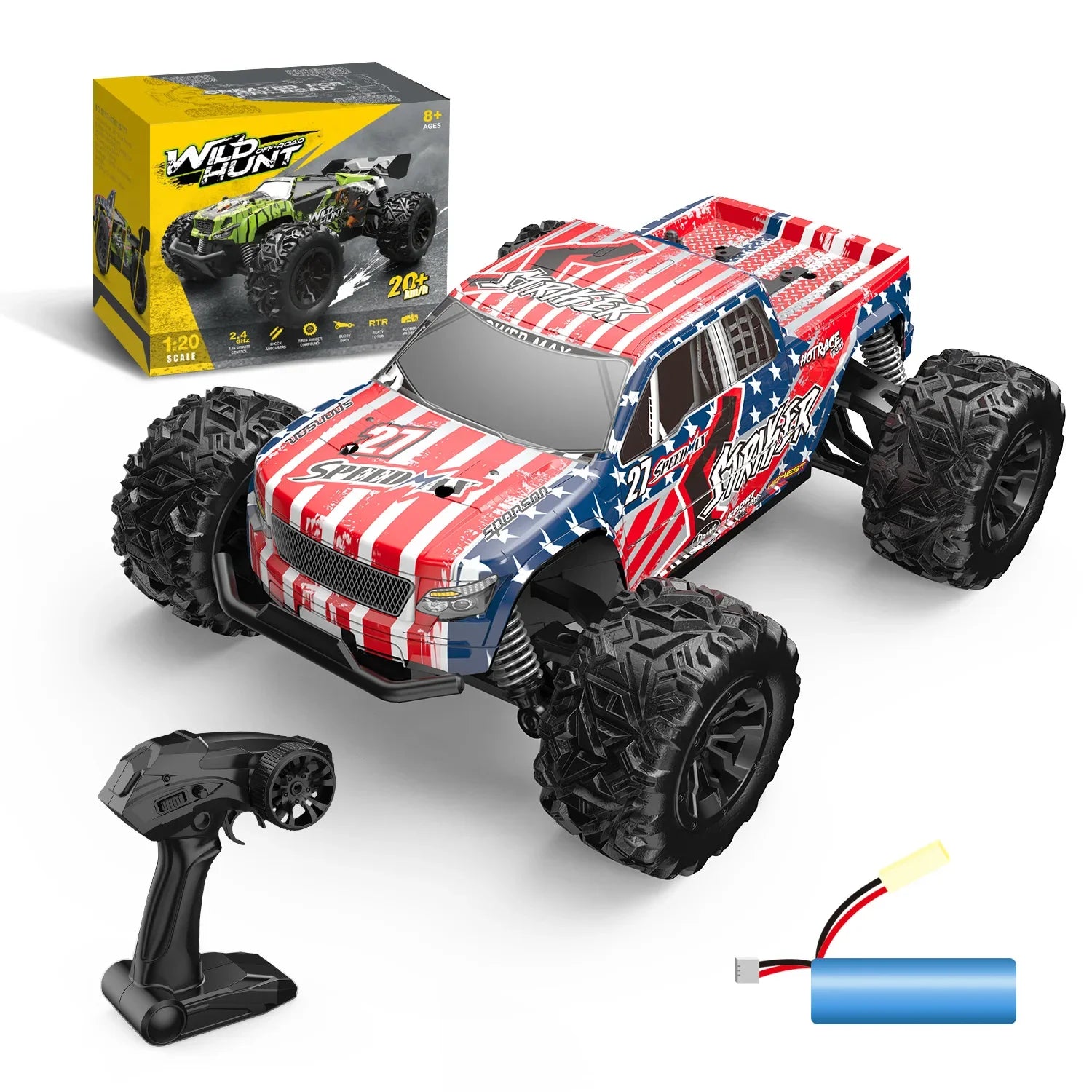 HKM-380499 High-Speed 1:20 4WD Off-Road Remote Control Car - 25km/h Performance, 50m Range, Ideal for Indoor and Outdoor Fun