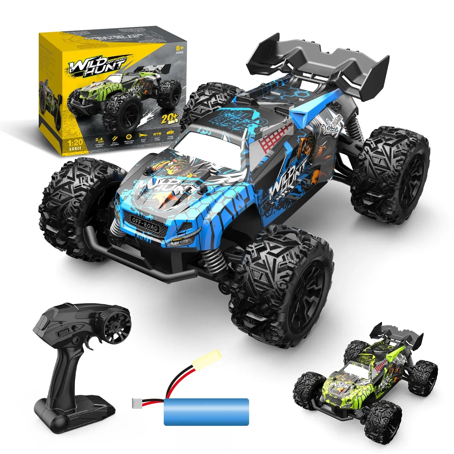 HKM-380499 High-Speed 1:20 4WD Off-Road Remote Control Car - 25km/h Performance, 50m Range, Ideal for Indoor and Outdoor Fun