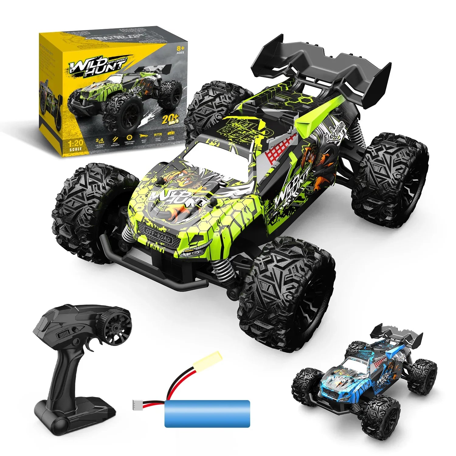 HKM-380499 High-Speed 1:20 4WD Off-Road Remote Control Car - 25km/h Performance, 50m Range, Ideal for Indoor and Outdoor Fun