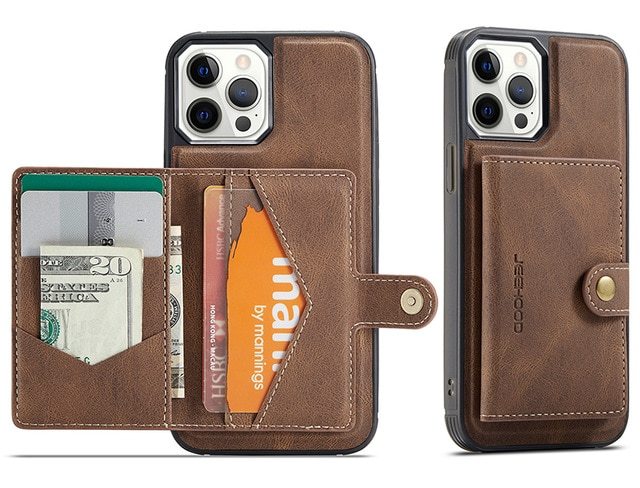 HKM-380755 Magnetic Card Holder Leather Case for iPhone 12/12 Pro/12 Pro Max with Coin Purse