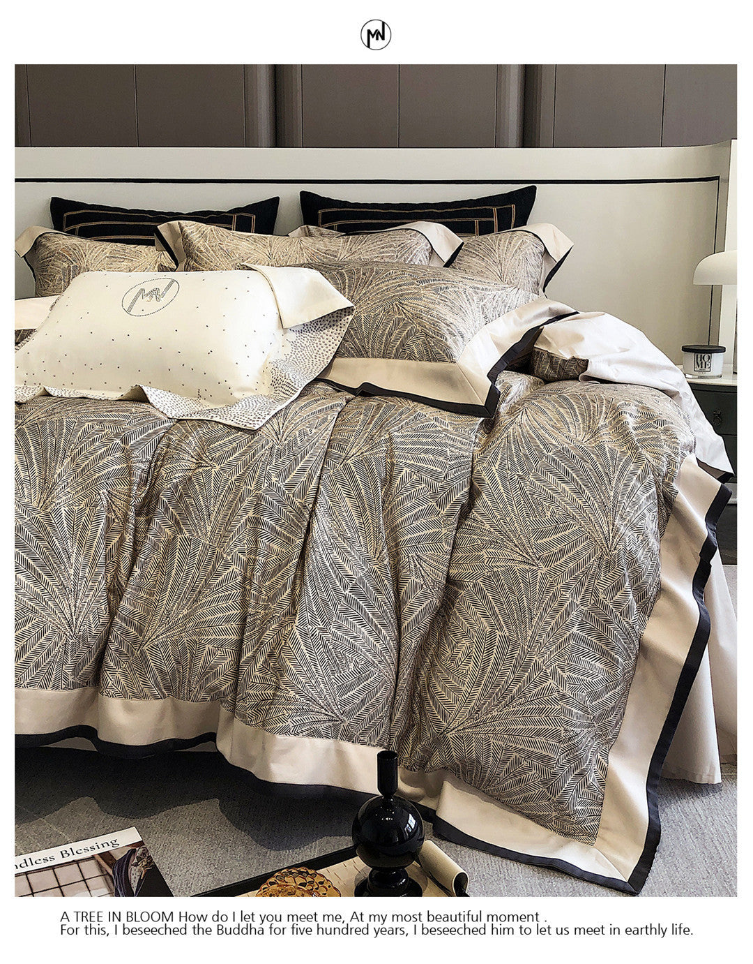 HKM-380819 Long-Staple Cotton Digital Printing Four-Piece Bedding Set - Duvet Cover, Bed Sheet, Pillowcases for 1.5/1.8m or 1.8/2m Beds