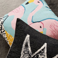 HKM-380883 American Doodle Thick Cotton and Linen Cushion Cover - 45x45CM Handmade Pillowcase