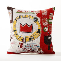 HKM-380883 American Doodle Thick Cotton and Linen Cushion Cover - 45x45CM Handmade Pillowcase