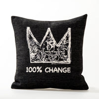 HKM-380883 American Doodle Thick Cotton and Linen Cushion Cover - 45x45CM Handmade Pillowcase