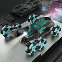 HKM-381075 6-Wheel Swing Arm RC Stunt Car with Music and Spray - Dual Remote Control for Indoor and Outdoor Fun