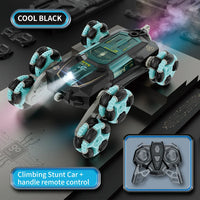 HKM-381075 6-Wheel Swing Arm RC Stunt Car with Music and Spray - Dual Remote Control for Indoor and Outdoor Fun