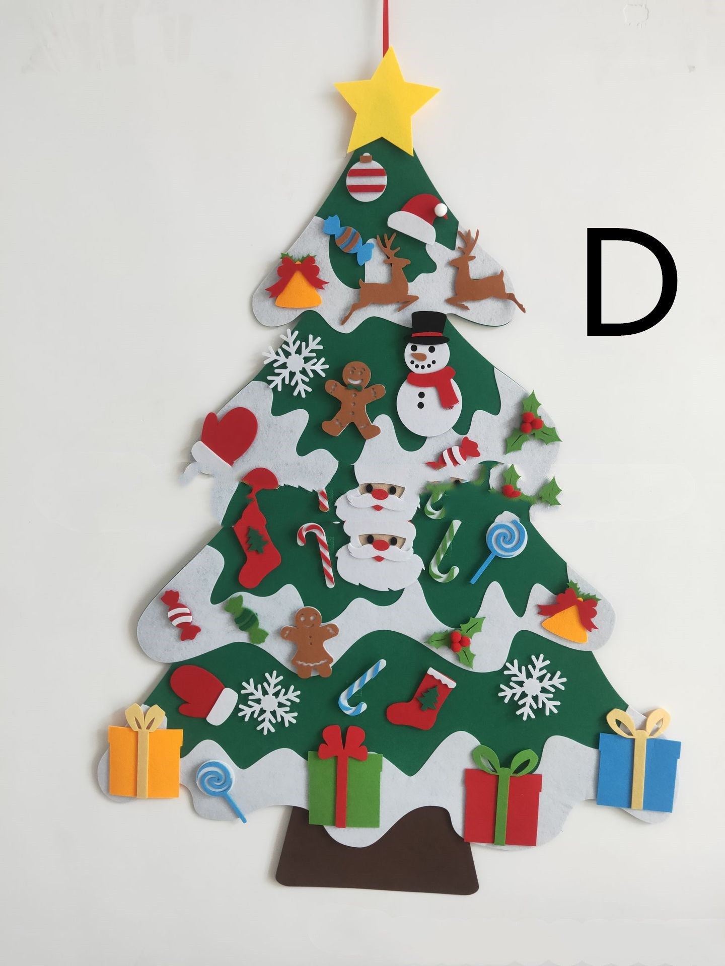 HKM-381267 DIY Felt Christmas Tree Kit with 32 Decorations for Kids' Creative Play