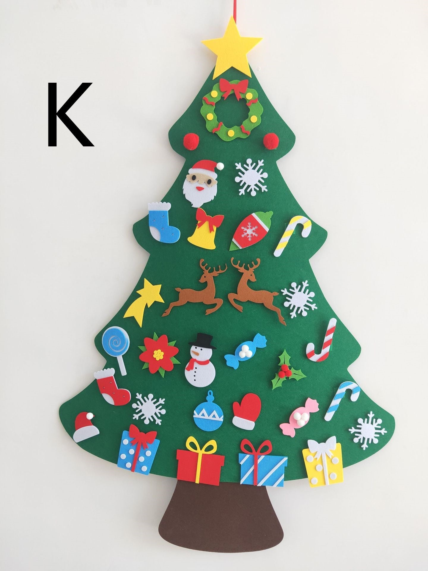 HKM-381267 DIY Felt Christmas Tree Kit with 32 Decorations for Kids' Creative Play