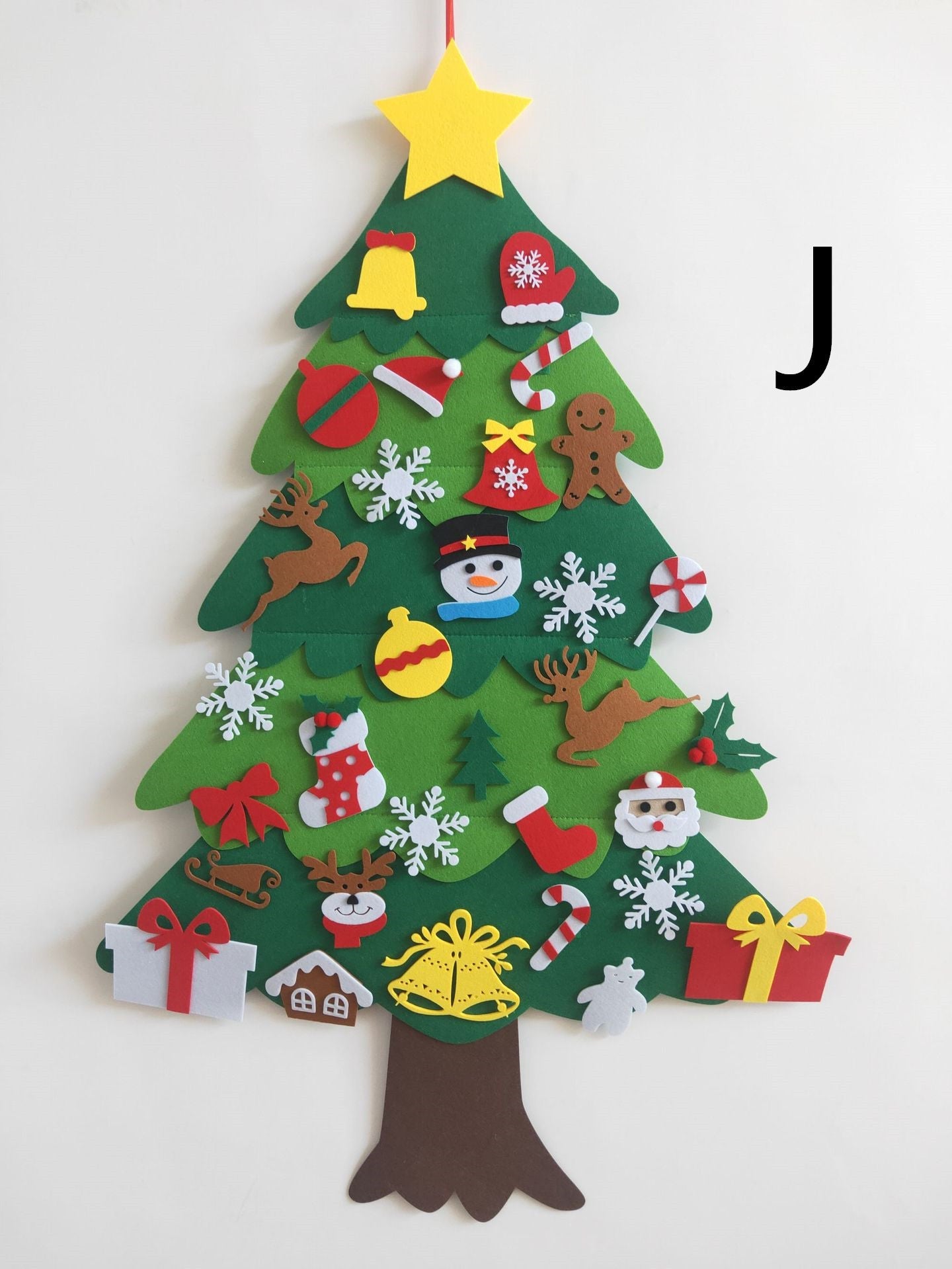 HKM-381267 DIY Felt Christmas Tree Kit with 32 Decorations for Kids' Creative Play