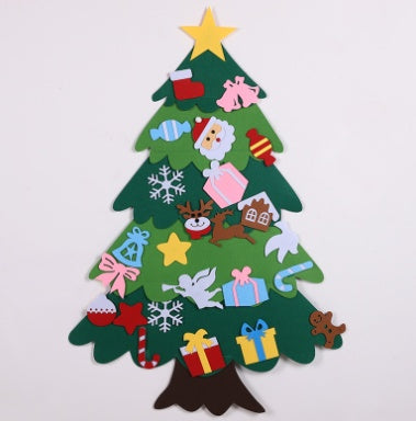 HKM-381267 DIY Felt Christmas Tree Kit with 32 Decorations for Kids' Creative Play
