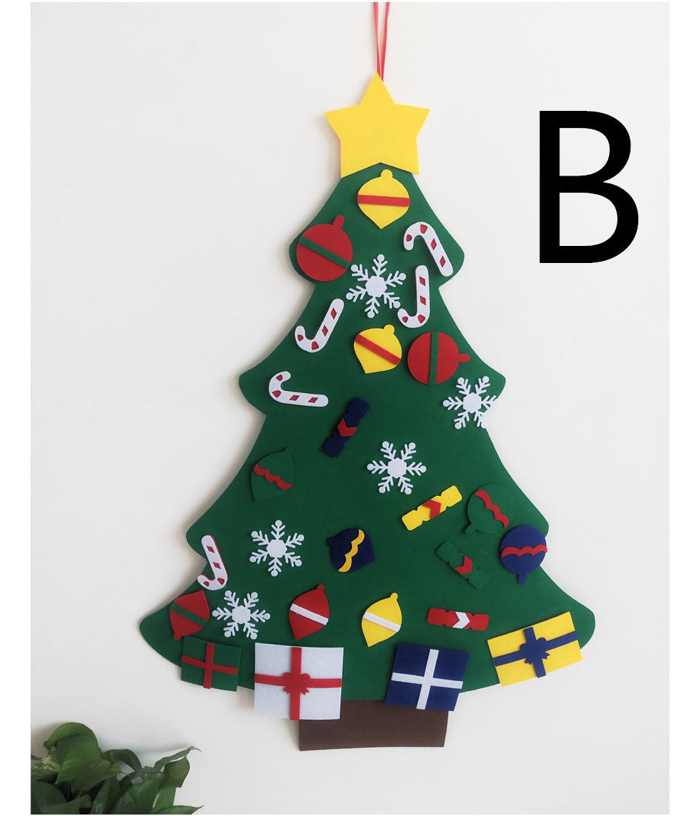 HKM-381267 DIY Felt Christmas Tree Kit with 32 Decorations for Kids' Creative Play