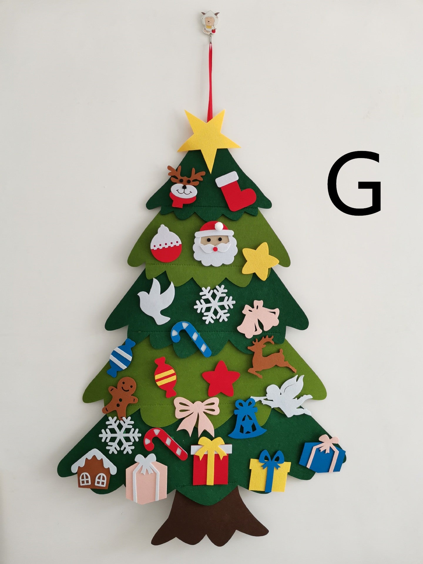 HKM-381267 DIY Felt Christmas Tree Kit with 32 Decorations for Kids' Creative Play