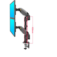 HKM-381395 Adjustable Dual Screen Monitor Stand with Telescopic and Rotating Features for 17-30 Inch Displays