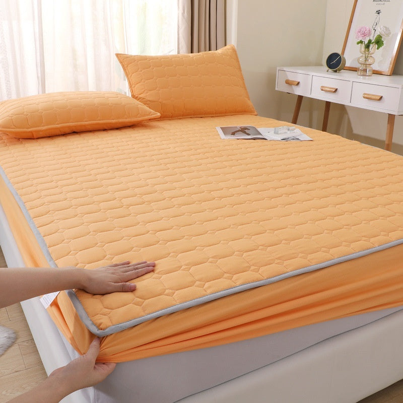 KTX-381459 Thick Dustproof Non-slip Quilted Fitted Sheet for All Seasons - Multiple Sizes Available