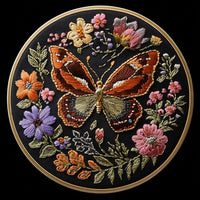 HKM-381651 DIY Butterfly Embroidery Fabric Art Material Kit - Includes 25cm Cloth and Frame