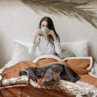 HKM-381651 Sausage Dog Themed Sherpa Fleece Blanket - Soft, Warm, and Breathable for Home and Outdoor Use