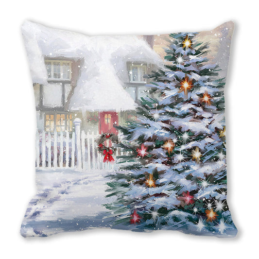 HKM-381779 Santa Claus Snowman Decorative Pillow Cover in Multiple Colors - Modern Peach Skin Fabric, 45x45cm