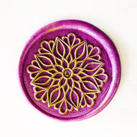 HKM-381779 Vintage Round Ceramic Tile Seal with Fire Pattern - 3 cm Diameter for Envelopes and Invitations