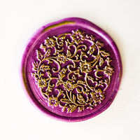 HKM-381779 Vintage Round Ceramic Tile Seal with Fire Pattern - 3 cm Diameter for Envelopes and Invitations