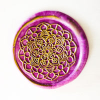 HKM-381779 Vintage Round Ceramic Tile Seal with Fire Pattern - 3 cm Diameter for Envelopes and Invitations