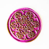 HKM-381779 Vintage Round Ceramic Tile Seal with Fire Pattern - 3 cm Diameter for Envelopes and Invitations