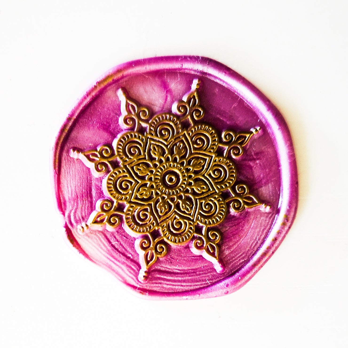 HKM-381779 Vintage Round Ceramic Tile Seal with Fire Pattern - 3 cm Diameter for Envelopes and Invitations