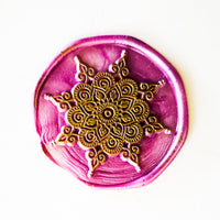 HKM-381779 Vintage Round Ceramic Tile Seal with Fire Pattern - 3 cm Diameter for Envelopes and Invitations