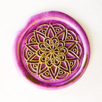 HKM-381779 Vintage Round Ceramic Tile Seal with Fire Pattern - 3 cm Diameter for Envelopes and Invitations