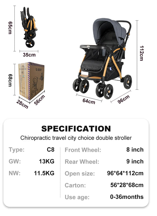 HKM-381843 High Landscape Multi-Functional Folding Baby Stroller with Two-Way Portability and Storage Basket