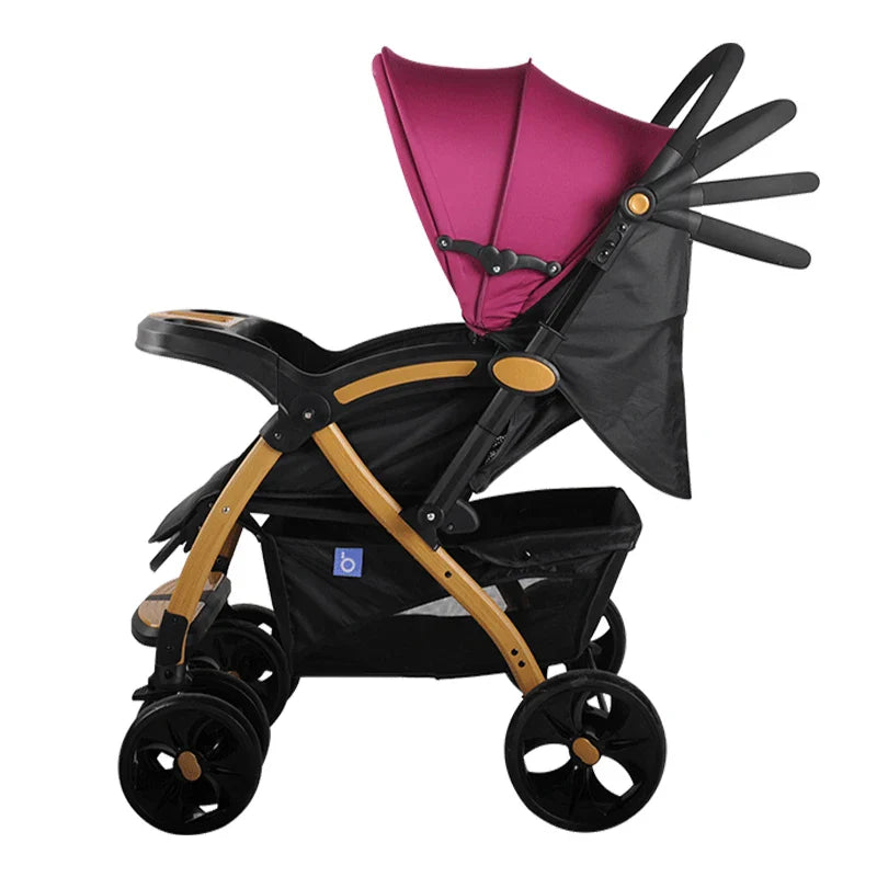HKM-381843 High Landscape Multi-Functional Folding Baby Stroller with Two-Way Portability and Storage Basket