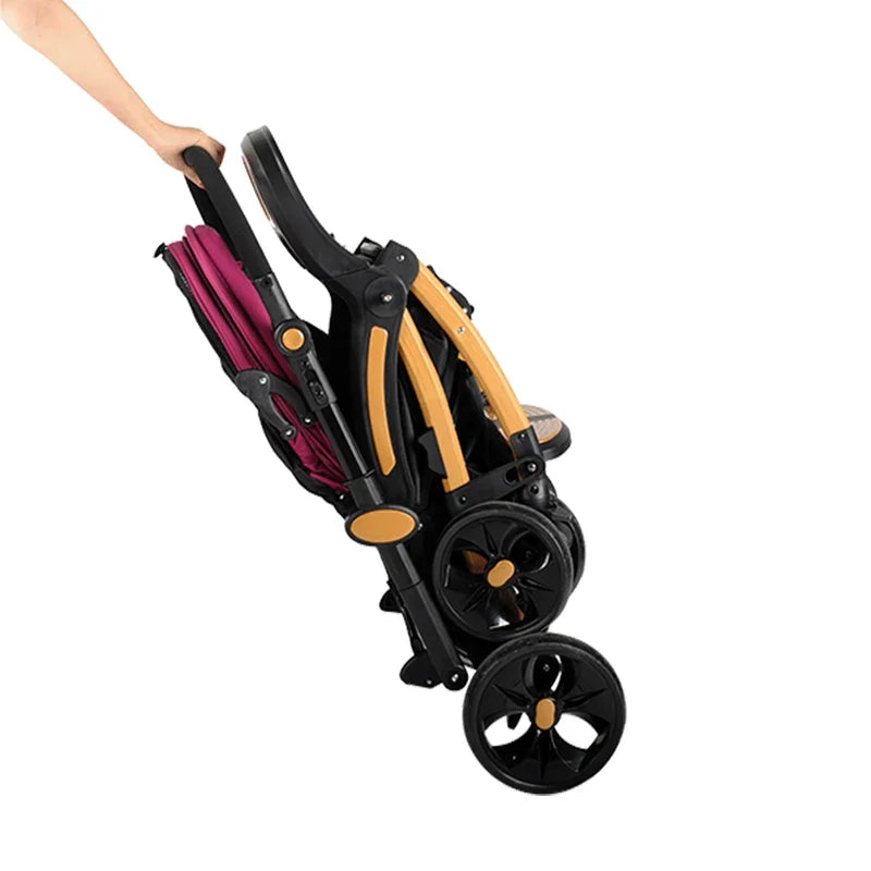 HKM-381843 High Landscape Multi-Functional Folding Baby Stroller with Two-Way Portability and Storage Basket