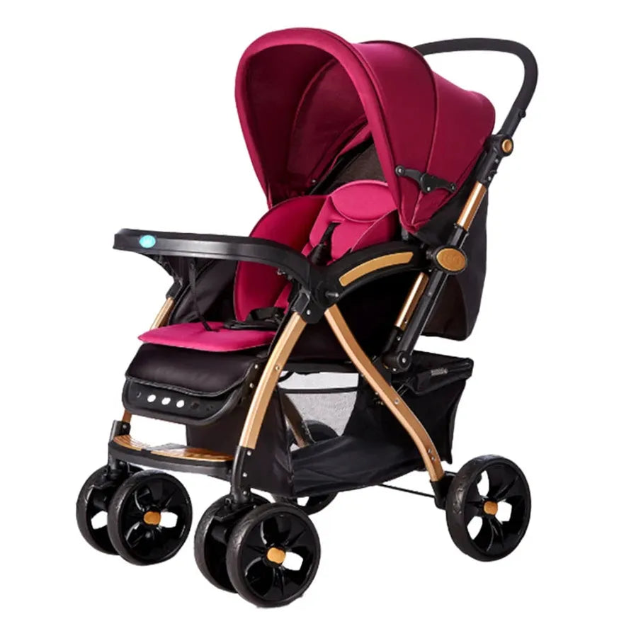 HKM-381843 High Landscape Multi-Functional Folding Baby Stroller with Two-Way Portability and Storage Basket