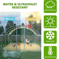 HKM-381843 Large Metal Chicken Coop with Waterproof Anti-UV Cover – Dome Shaped Walk-in Run for Outdoor Use (9.84' x 19.68' x 6.56')