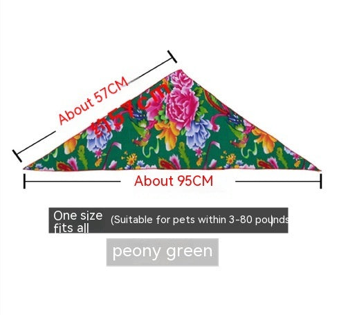 HKM-381907 Country Style Triangular Pet Scarf for Dogs and Cats - Funny Photography Accessory in Red and Green Cotton Silk