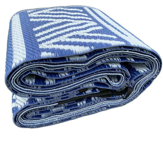 KTX-382163 Black and White Polypropylene RV Mat for Indoor and Outdoor Use