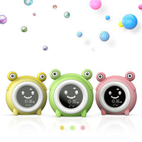 HKM-382163 Cartoon Round LCD Alarm Clock with Thermometer and Luminous Features for Home and Office Use