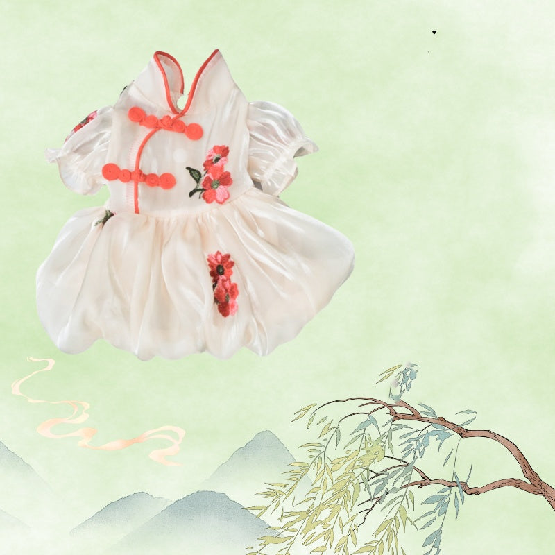 HKM-382419 Pet Summer Cat Hanfu Dress - Lightweight, Stylish, Leisure Wear in Various Sizes