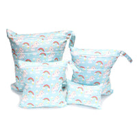 HKM-382483 Cartoon Print Four-Piece Waterproof Diaper Bag Set with Zipper Compartments