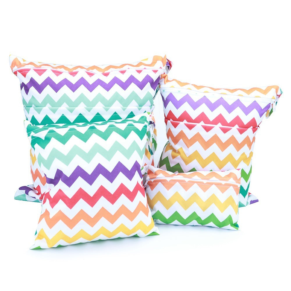 KTX-382483 Cartoon Print Four-Piece Waterproof Diaper Bag Set with Zipper Compartments