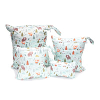 HKM-382483 Cartoon Print Four-Piece Waterproof Diaper Bag Set with Zipper Compartments