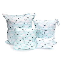 HKM-382483 Cartoon Print Four-Piece Waterproof Diaper Bag Set with Zipper Compartments