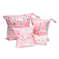 HKM-382483 Cartoon Print Four-Piece Waterproof Diaper Bag Set with Zipper Compartments
