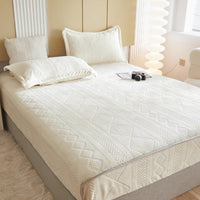 HKM-382611 Milk Fiber Fitted Sheet with Three-Dimensional Floral Design in Various Colors and Sizes
