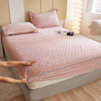 HKM-382611 Milk Fiber Fitted Sheet with Three-Dimensional Floral Design in Various Colors and Sizes