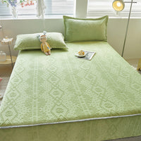 HKM-382611 Milk Fiber Fitted Sheet with Three-Dimensional Floral Design in Various Colors and Sizes
