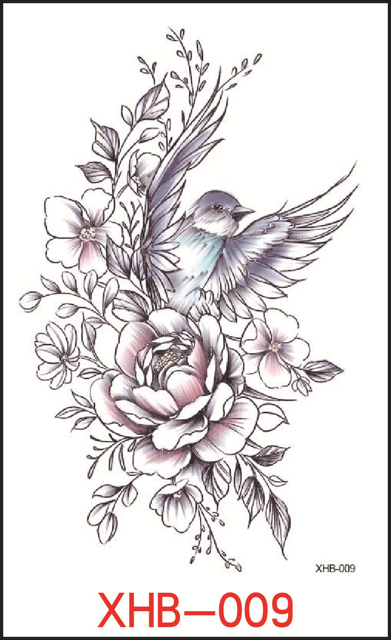 HKM-382739 Floral Geometry Water Transfer Tattoo Stickers for Unique Body Art