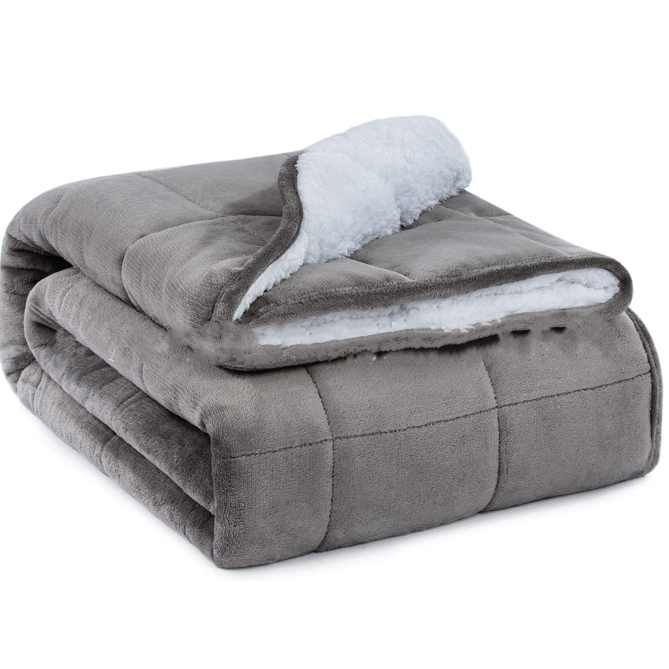 HKM-382803 Checkered Velvet Lambswool Gravity Quilt in Multiple Sizes - Dark Gray and Light Gray