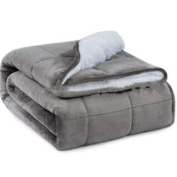 HKM-382803 Checkered Velvet Lambswool Gravity Quilt in Multiple Sizes - Dark Gray and Light Gray